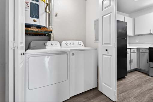 A white fridge and freezer in a kitchen.