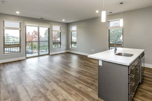 Two tone shaker cabinets with large kitchens at Echo Park in Omaha, NE