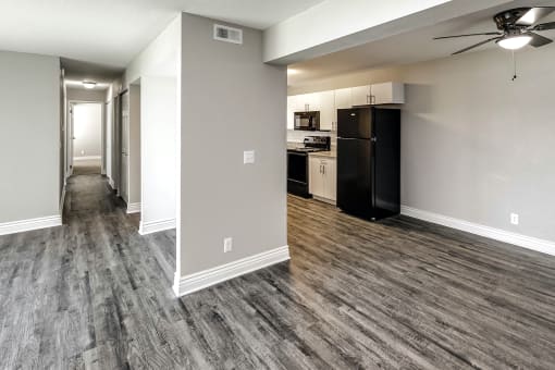 Beautiful newly-renovated one, two and three bedroom apartment townhomes with high-end finishes at Highpoint Apartments in Omaha, NE