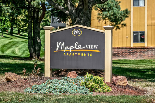 Property signage at Maple View Apartments, Omaha, NE