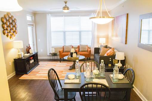One, two, and three-bedroom apartments featuring spacious floor plans, full-sized washer and dryer, gourmet kitchens, LVP flooring and more at Aventine Wilderness Hills in Lincoln, NE