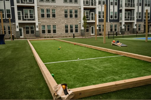 State-of-the-art exterior property amenities including resort-style pool, bocce ball court, pickleball court and much more at Fireside at Waukee, in Waukee, IA
