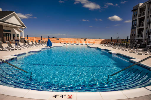 State-of-the-art exterior property amenities including resort-style pool, bocce ball court, pickleball court and much more at Fireside at Waukee, in Waukee, IA