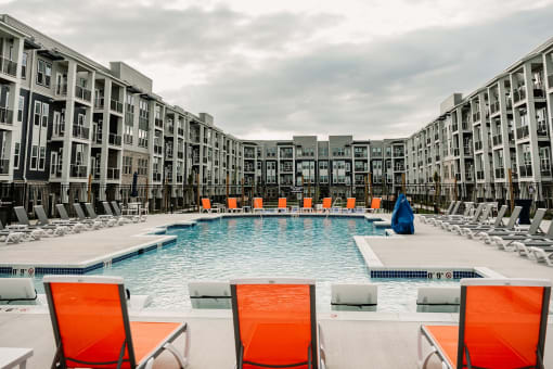 State-of-the-art exterior property amenities including resort-style pool, bocce ball court, pickleball court and much more at Fireside at Waukee, in Waukee, IA