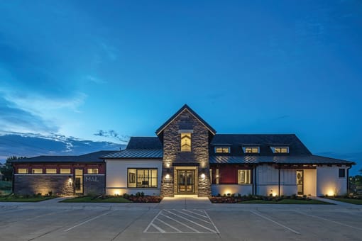 Community clubhouse exterior at Park125 West Dodge in Omaha, NE