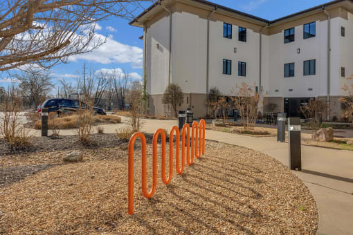 Bike storage at Parkside Apartments and Shops in Bentonville, AR