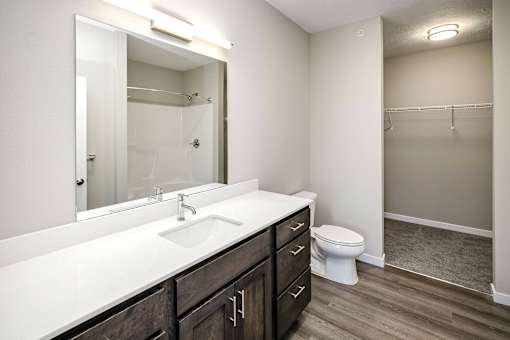 Large bathrooms with extra storage at Logan Creek Apartments in Wakefield, NE