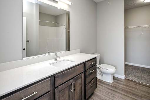 Large bathrooms with extra storage at Logan Creek Apartments in Wakefield, NE