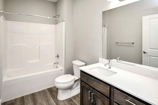 Large bathrooms with extra storage at Logan Creek Apartments in Wakefield, NE