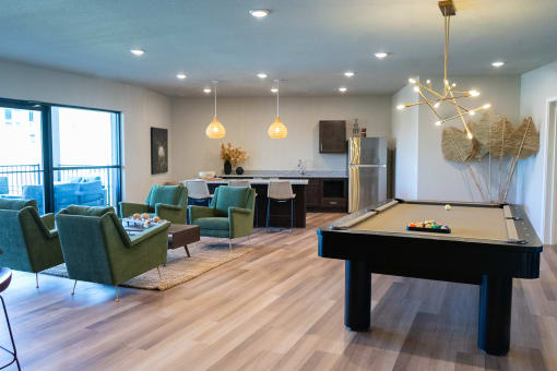 Clubhouse with Pool Table at Sterling Prairie Trail North in Ankeny, IA