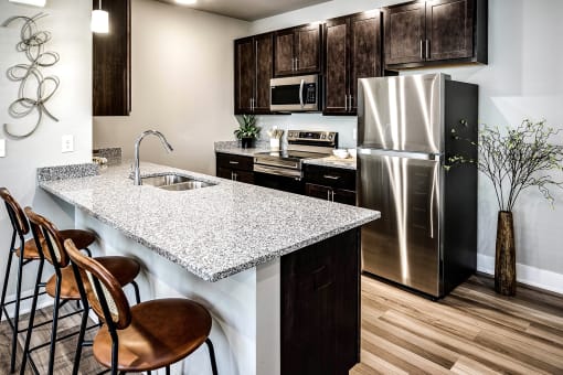 Modern kitchen at Sterling Prairie Trail North in Ankeny, IA