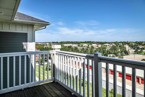 Balcony with stunning view of the city at Tamarin Ridge in Lincoln, NE