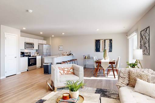 Model Living Room - Four and Five-Bedroom Floor Plans at The Trails in Elkhorn, NE