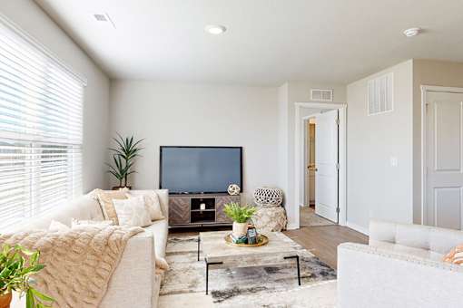 Model Living Room - Four and Five-Bedroom Floor Plans at The Trails in Elkhorn, NE