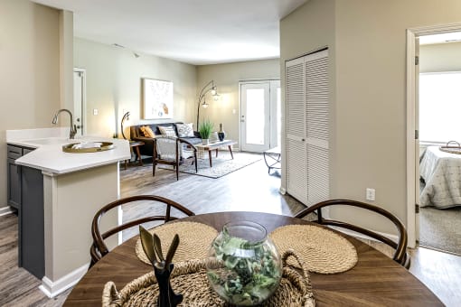 Beautiful Living Room with Natural Lighting at The Vue Apartments, Bellevue, NE