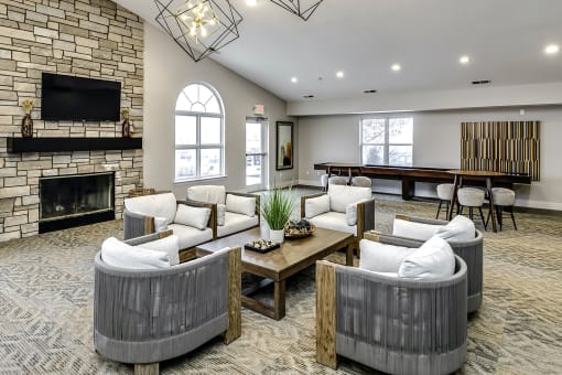 Living Room TV at The Vue Apartments, Nebraska, 68123