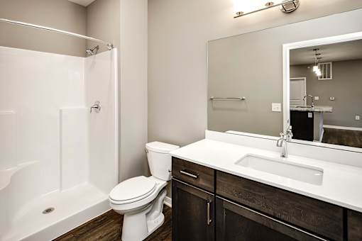 Studio, one two and three bedroom apartment homes featuring stainless steel appliances, luxury wood-style plank flooring, and in-unit washer and dryer in VUE 156 in Omaha, NE