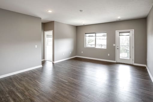 Studio, one two and three bedroom apartment homes featuring stainless steel appliances, luxury wood-style plank flooring, and in-unit washer and dryer in VUE 156 in Omaha, NE