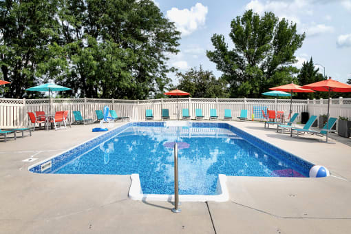 Community swimming pool at Somerset Apartments in Lincoln, NE