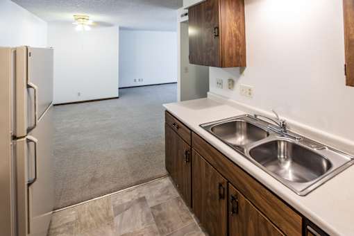 Kitchen layout with One-, two- and three-bedroom floor plan options at Sutter Place in Lincoln, NE