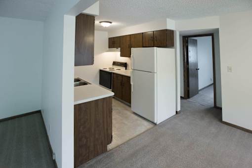 Kitchen layout with One-, two- and three-bedroom floor plan options at Sutter Place in Lincoln, NE