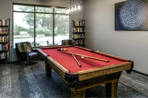 Pool table in clubhouse at Southwest Gables Apartments, Omaha NE