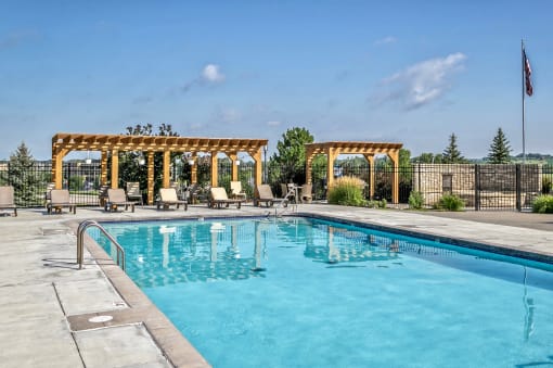Poolside Entertainment Area at The Vue Apartments, Nebraska, 68123