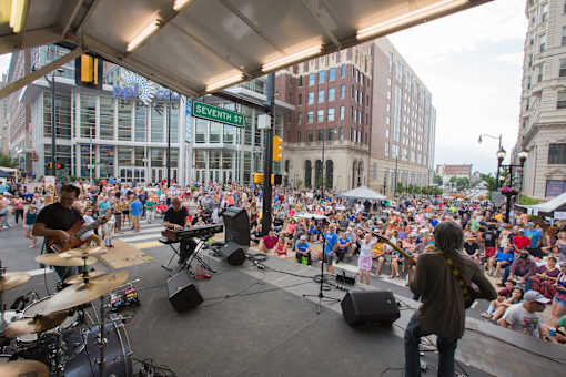 A band performing at The Standard Apartments, Allentown