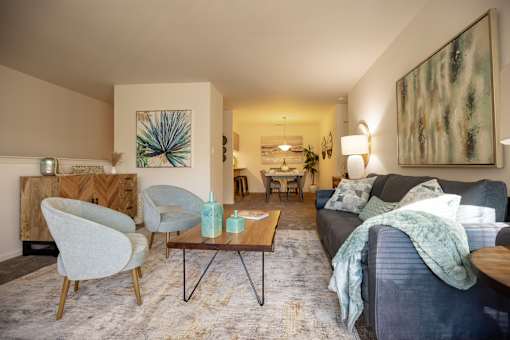 Living Room With Kitchen at Brookfield Apartments, Macungie, 18062