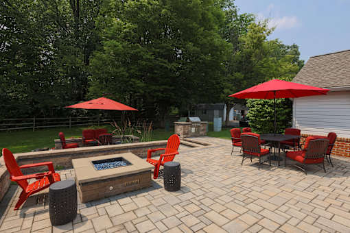 Outdoor Patio With Firepit at Pointe North Apartments, Bethlehem, PA