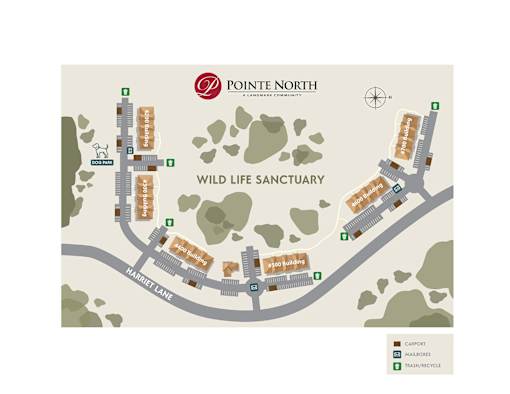 A map of the Pointe North Glassdoor community and Wild Life Sanctuary.