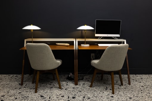 a desk with two chairs and a computer on it  at The Lady, South Carolina