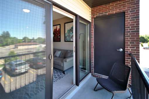 Balcony at Living room at Southfield MI Apartments | 42 West Apartments in Southfield Michigan