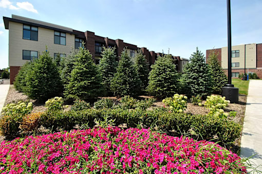 Exterior at Living room at Southfield MI Apartments | 42 West Apartments in Southfield Michigan