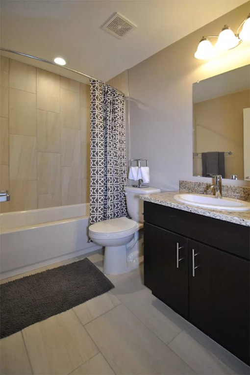 Bathroom at Living room at Southfield MI Apartments | 42 West Apartments in Southfield Michigan