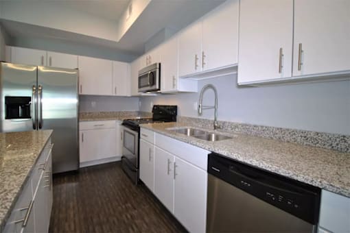 Kitchen at Living room at Southfield MI Apartments | 42 West Apartments in Southfield Michigan