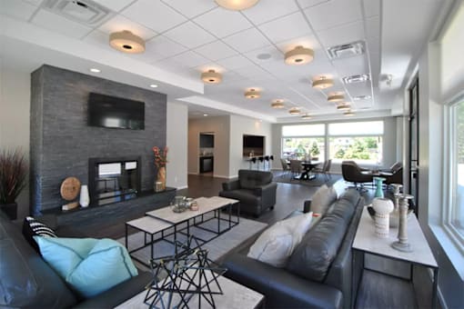 Clubhouse at Living room at Southfield MI Apartments | 42 West Apartments in Southfield Michigan