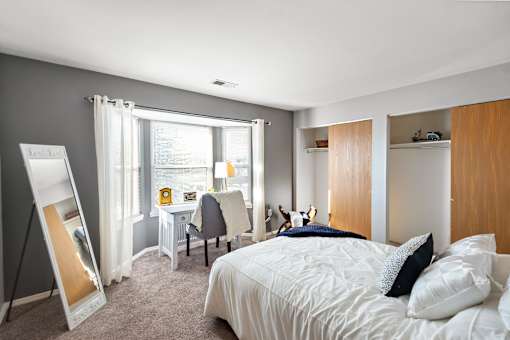 Bedroom at Arbor Glen Apartments in East Lansing, MI near Michigan State University.