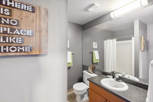 Bathroom at Arbor Glen Apartments in East Lansing, MI near Michigan State University.
