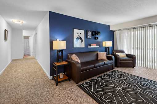 Spacious Living Room in East Lansing Apartments near Michigan State University | Glenwood
