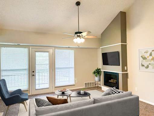 Renovated Open living room at Pine Lane Estates Apartments in Lansing, MI
