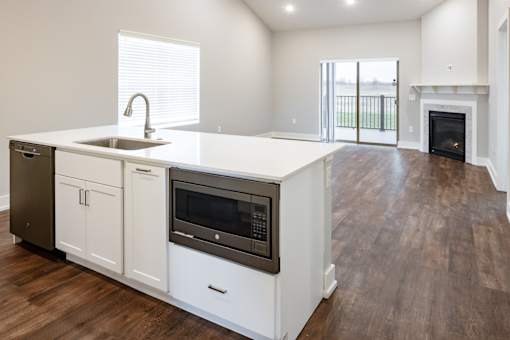 Open kitchen at the Quarry Apartments in DeWitt Michigan