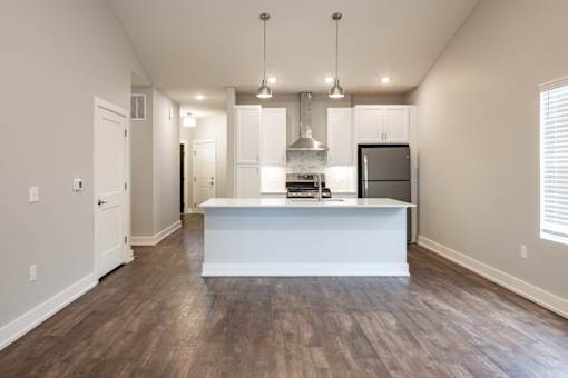 Open kitchen at the Quarry Apartments in DeWitt Michigan