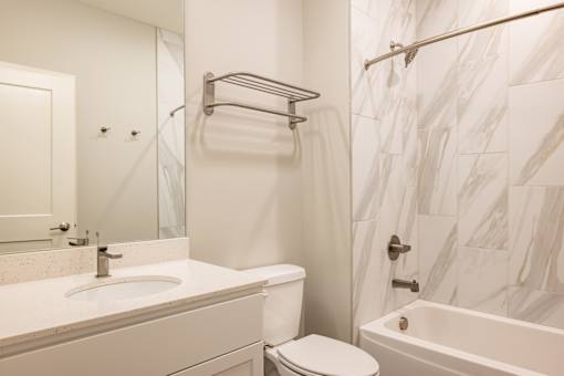 Bathroom at the Quarry Apartments in DeWitt Michigan