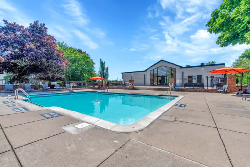 Pool and Sun Deck at Rochester Club Apartments - Rochester, MI, Rochester Hills, MI