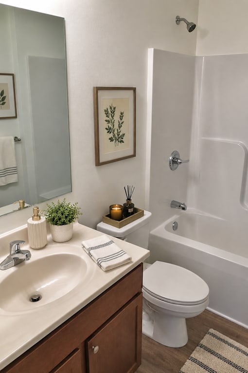 A white toilet sits next to a sink in a bathroom.