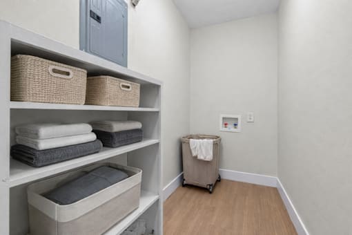 A laundry room with a washer and dryer.