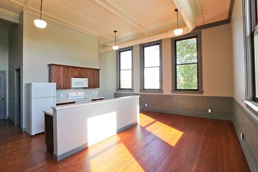 This two bedroom apartment makes great use of space and features numerous large windows.