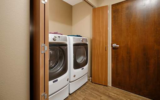 a washer and dryer in a laundry room