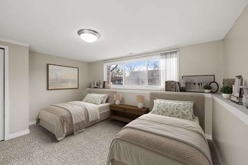 Downstairs bedroom of the Duplex at Beach South at the Lake in Robbinsdale, MN